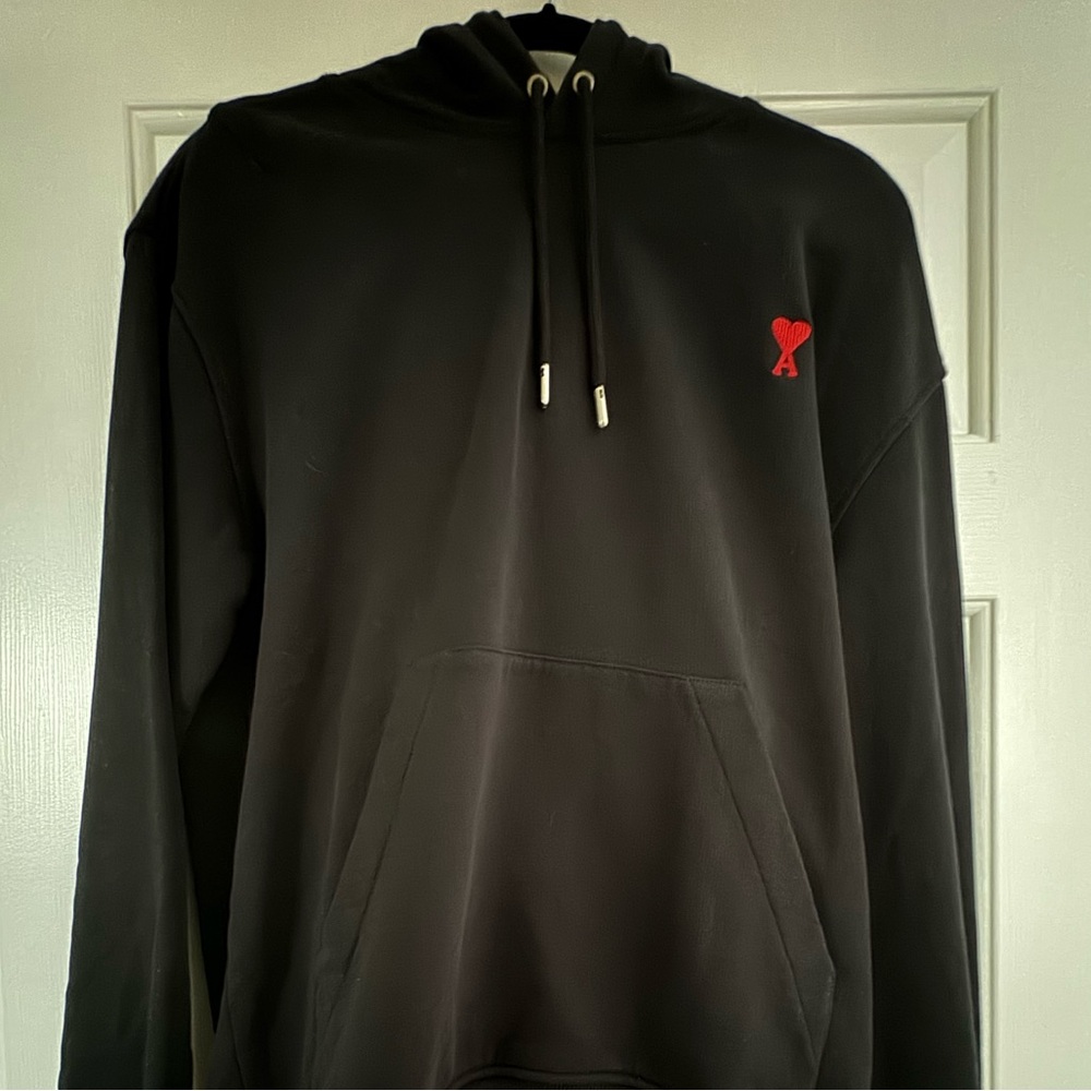 Ami Paris Mens De Coeur Black Hoodie